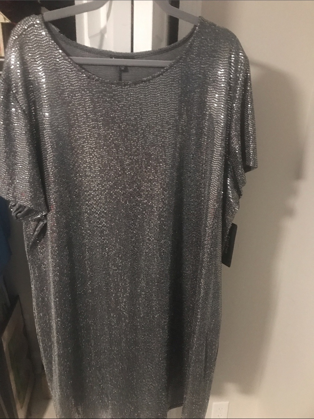 BEBE Metallic Silver Midi Dress size 3X NWT
